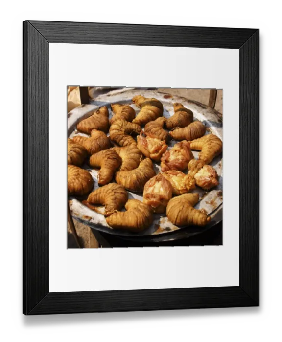 Framed Print : Asia, Myanmar, Nyaungshwe, close-up of grubs and larvae for sale at morning market