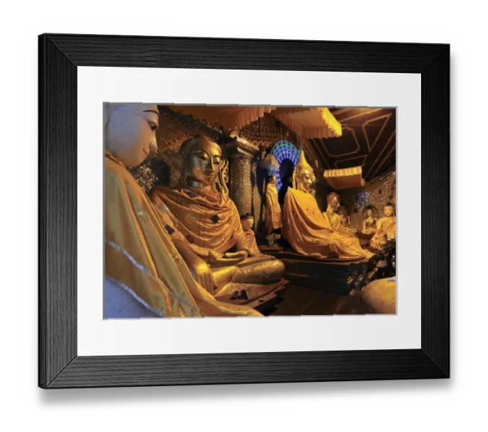 Framed Print : Asia, Myanmar (Burma), Yangon (Rangoon). Buddhist statues in the Shwedagon Pagoda in Yangon Framed Print : Asia, Myanmar (Burma), Yangon (Rangoon). Buddhist statues in the Shwedagon Pagoda in Yangon