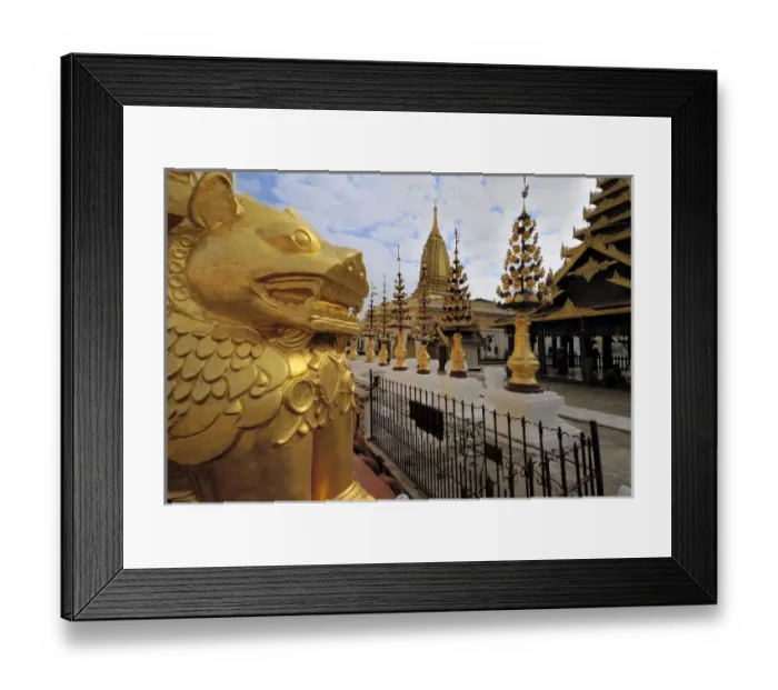 Framed Print : Asia, Myanmar (Burma), Bagan (Pagan). A corner feature of the Shwe Zigon Pagoda in Bagan