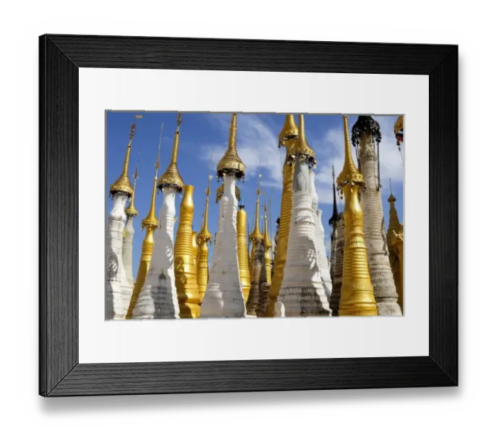 Framed Print : Asia, Myanmar (Burma), Lake Inle. Buddhist stupas at In Dein near Lake Inle Framed Print : Asia, Myanmar (Burma), Lake Inle. Buddhist stupas at In Dein near Lake Inle