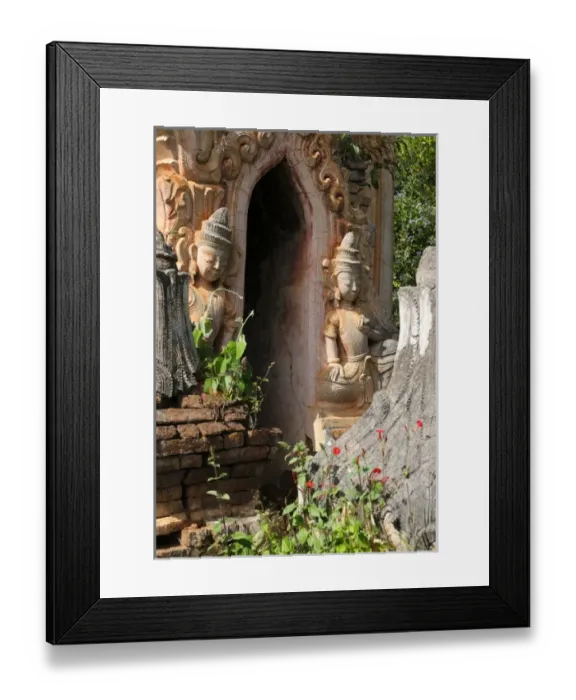 Framed Print : Asia, Myanmar (Burma), Lake Inle. Buddhist stupa ruins at In Dein near Lake Inle