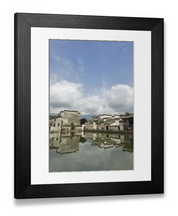 Framed Print : Half Moon Pond, Hong Cun Village, Yi County, China Framed Print : Half Moon Pond, Hong Cun Village, Yi County, China