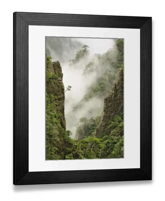 Framed Print : Mist among the peaks and valleys of Grand Canyon in West Sea, Mt. Huang Shan or Yellow