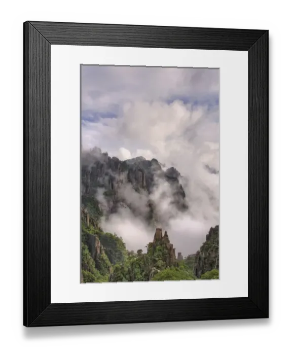 Framed Print : Mist among the peaks and valleys of Grand Canyon in West Sea, Mt. Huang Shan or Yellow Framed Print : Mist among the peaks and valleys of Grand Canyon in West Sea, Mt. Huang Shan or Yellow