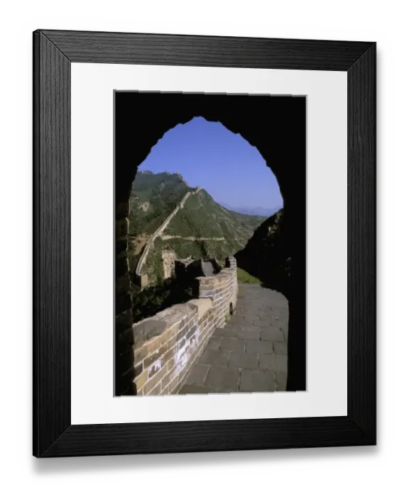 Framed Print : Asia, China, Beijing. Great Wall of China viewed through doorway Framed Print : Asia, China, Beijing. Great Wall of China viewed through doorway
