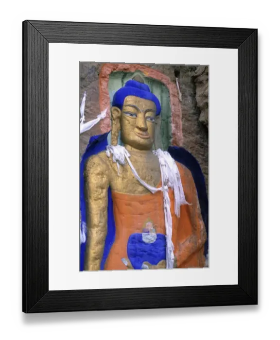 Framed Print : Painting artwork of Buddha on the Rock at Sakyamuni in capital city of Lhasa Tibet China