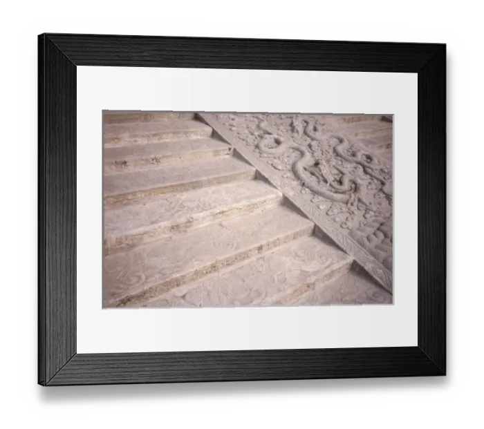 Framed Print : Asia, China, Beijing, Forbidden City. Intricately carved stone stairs