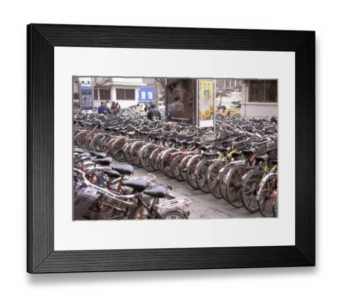 Framed Print : China, Sichuan Province. Mass of bicycles parked on sidewalk-Chengdu Framed Print : China, Sichuan Province. Mass of bicycles parked on sidewalk-Chengdu