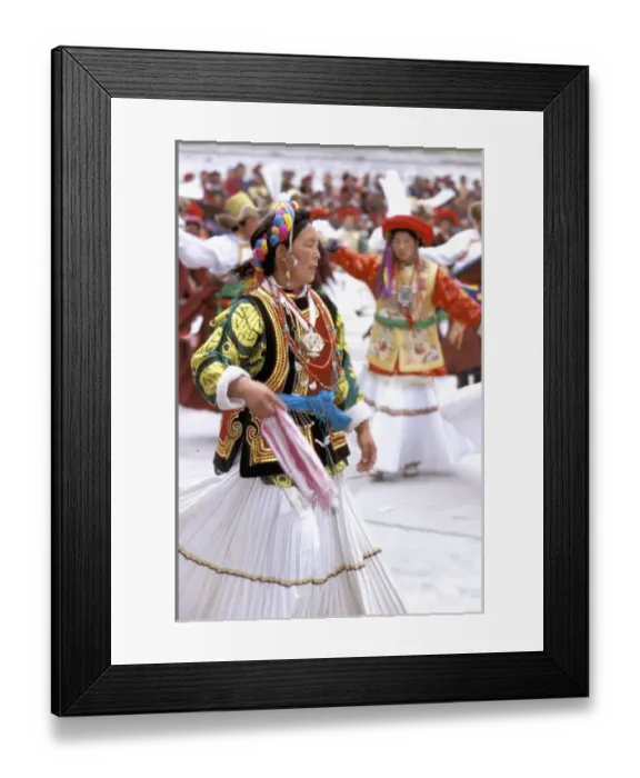 Framed Print : Asia, China, Yunnan Province, Diqing Prefecture, Benzilan village. Costumed Tibetan dance Framed Print : Asia, China, Yunnan Province, Diqing Prefecture, Benzilan village. Costumed Tibetan dance