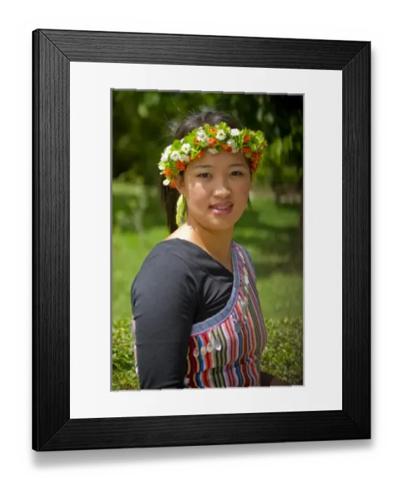 Framed Print : Asia, China, Yunnan Province. Young Dulong (Drung) minority woman in traditional ethnic costume Framed Print : Asia, China, Yunnan Province. Young Dulong (Drung) minority woman in traditional ethnic costume