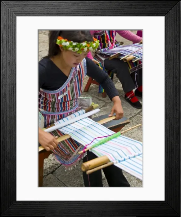 Framed Print : Asia, China, Yunnan Province. Back-strap weaving practiced by young Dulong (Drung) Framed Print : Asia, China, Yunnan Province. Back-strap weaving practiced by young Dulong (Drung)