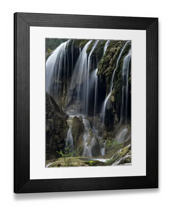 Framed Print : Asia, China, Sichuan Province, Jiuzhaigou National Scenic Area. Silky water of Nuorilang