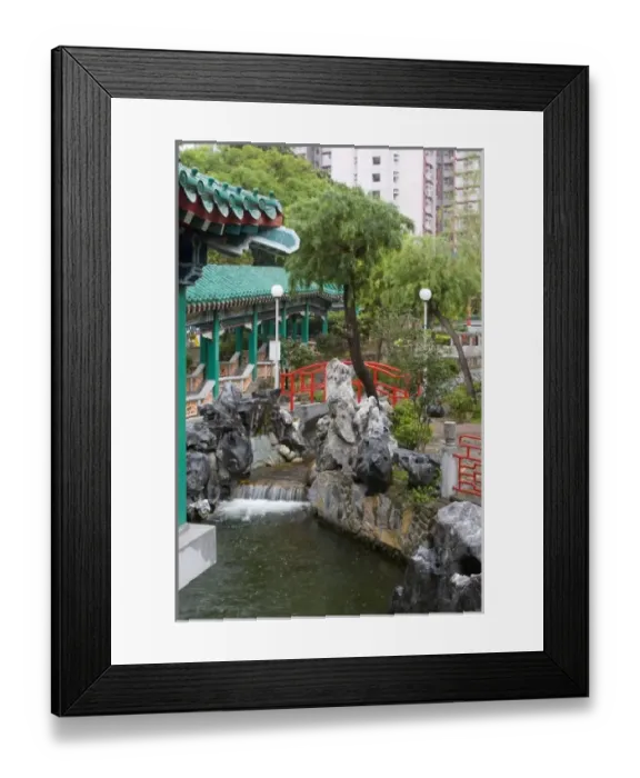 Framed Print : Asia, China, Hong Kong, Kowloon, Wong Tai Sin district. Good Wish Gardens on