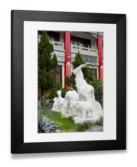 Framed Print : Asia, China, Hong Kong, Kowloon, Wong Tai Sin district. White stone statue of a flock Framed Print : Asia, China, Hong Kong, Kowloon, Wong Tai Sin district. White stone statue of a flock