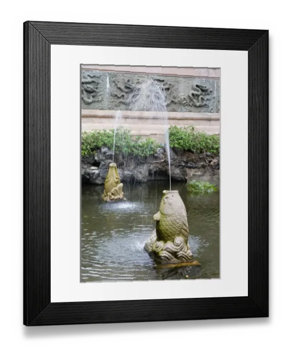 Framed Print : Asia, China, Hong Kong, Kowloon, Wong Tai Sin district. Stone carved carp fountains Framed Print : Asia, China, Hong Kong, Kowloon, Wong Tai Sin district. Stone carved carp fountains