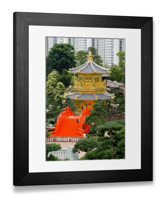 Framed Print : Asia, China, Hong Kong, Kowloon, Wong Tai Sin District. The gold Pavilion of Absolute