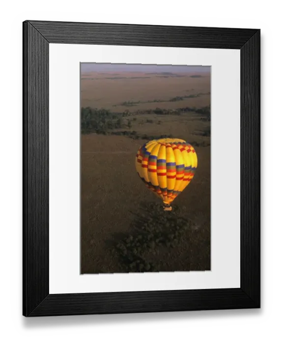 Framed Print : Romantic early morning balloon safari ride over the Msai Mara jungles of Kenya Framed Print : Romantic early morning balloon safari ride over the Msai Mara jungles of Kenya