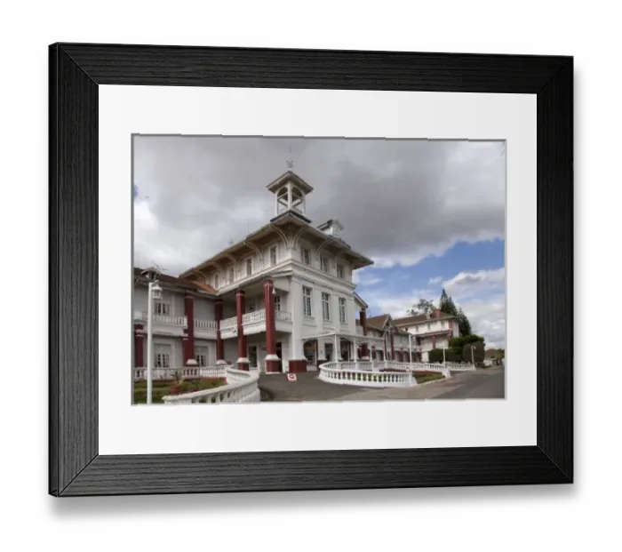 Framed Print : Madagascar, Antsirabe. An extraordinary old colonial hotel, the Hotel des Thermes Framed Print : Madagascar, Antsirabe. An extraordinary old colonial hotel, the Hotel des Thermes