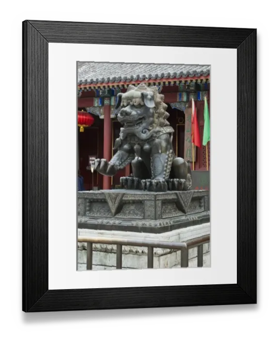 Framed Print : Asia, China, Beijing. Bronze sculpture of male lion, in Fragrant Hills Park (Xiangshan) Framed Print : Asia, China, Beijing. Bronze sculpture of male lion, in Fragrant Hills Park (Xiangshan)
