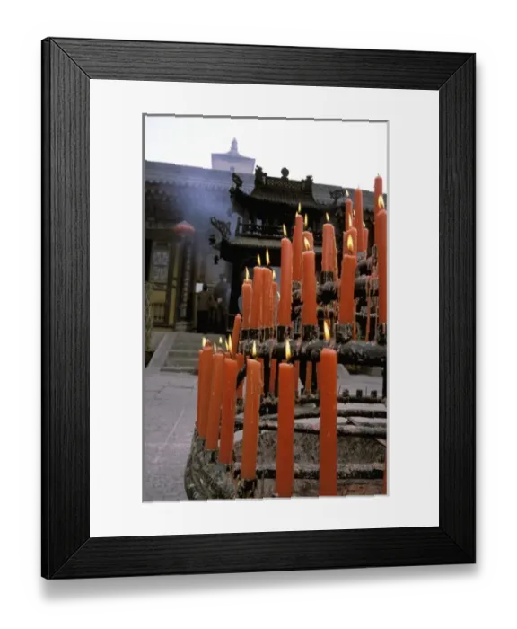 Framed Print : Asia, China, Xian, Big Wild Goose Pagoda. Red candles in front of temple Framed Print : Asia, China, Xian, Big Wild Goose Pagoda. Red candles in front of temple