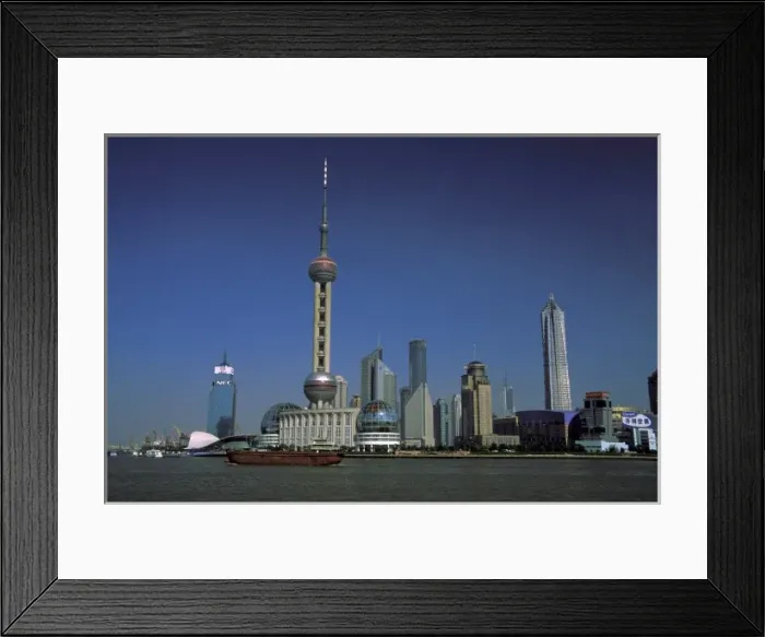 Framed Print : Asia, China, Shanghai. Futuristic skyline of Shanghais Economic Zone