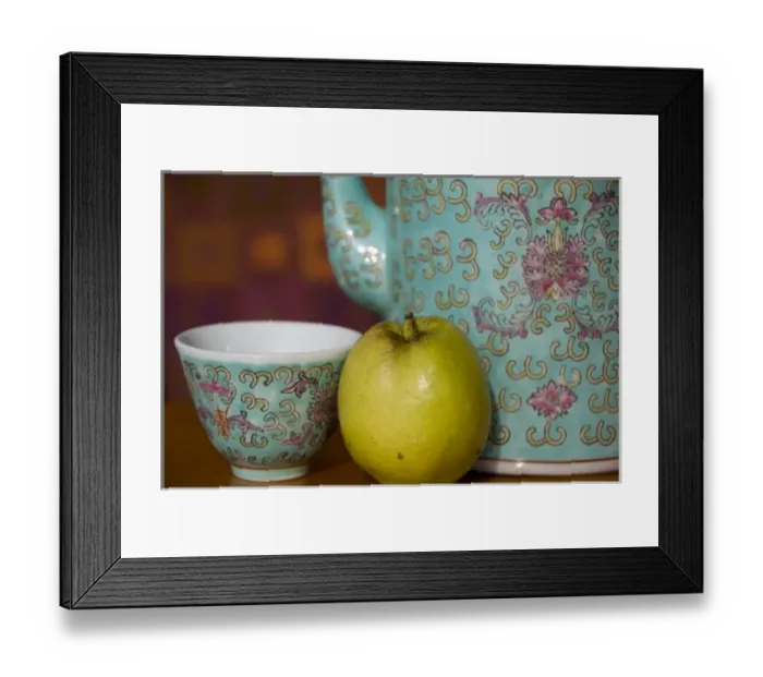 Framed Print : China, Hong Kong. Traditional Chinese teapot & cup with Chinese pear Framed Print : China, Hong Kong. Traditional Chinese teapot & cup with Chinese pear