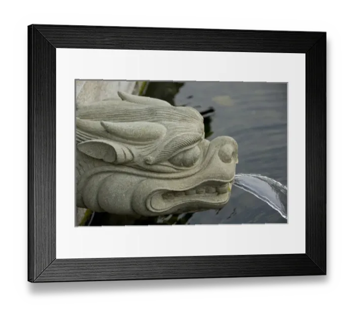 Framed Print : China, Hong Kong, New Territories. Chi Lin Nunnery, water garden lily pond, dragon fountain Framed Print : China, Hong Kong, New Territories. Chi Lin Nunnery, water garden lily pond, dragon fountain