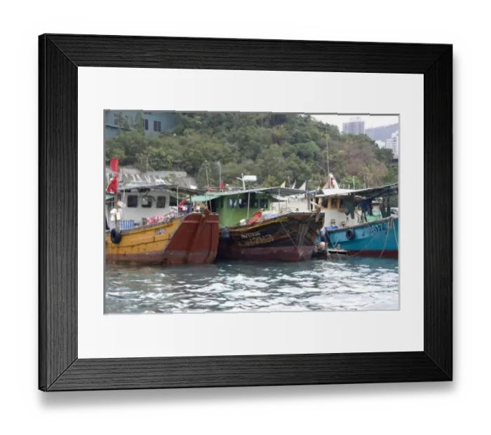 Framed Print : Hong Kong, Hong Kong Island. Aberdeen Fishing Village. Traditional Chinese junk Framed Print : Hong Kong, Hong Kong Island. Aberdeen Fishing Village. Traditional Chinese junk