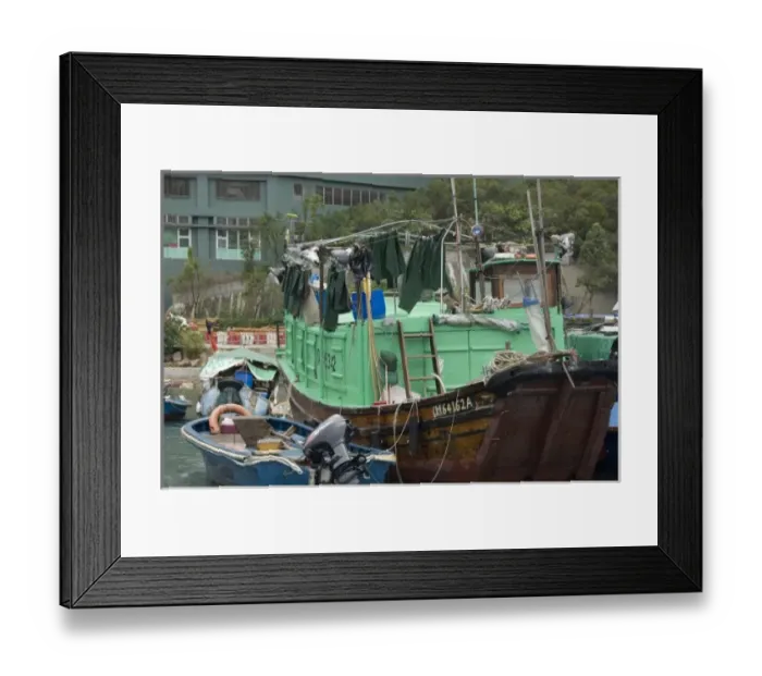 Framed Print : Hong Kong, Hong Kong Island. Aberdeen Fishing Village. Traditional Chinese junk Framed Print : Hong Kong, Hong Kong Island. Aberdeen Fishing Village. Traditional Chinese junk