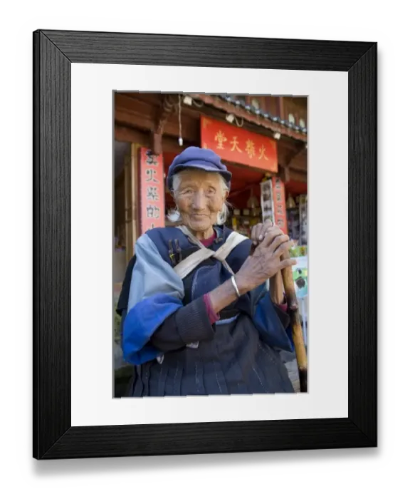 Framed Print : Octogenarian in traditional Naxi country dress, Baisha Village (MR) V