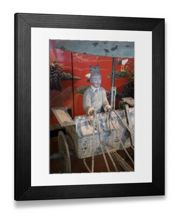 Framed Print : Charioteer in replica 2, 000-year-old excavated imperial chariot unearthed from Imperial burial site Framed Print : Charioteer in replica 2, 000-year-old excavated imperial chariot unearthed from Imperial burial site