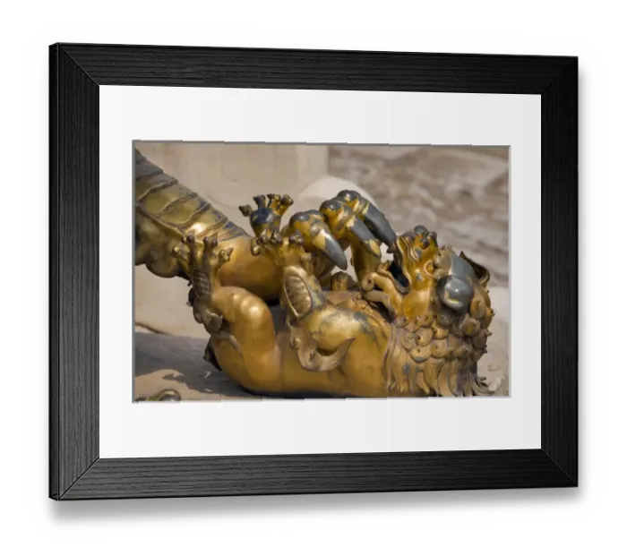 Framed Print : A Qing-era guardian lion with paw on baby lion, Forbidden City; Beijing; China, Asia Framed Print : A Qing-era guardian lion with paw on baby lion, Forbidden City; Beijing; China, Asia