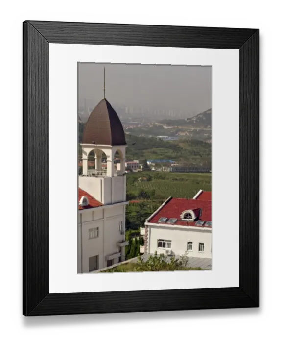 Framed Print : City of Qingdao in the distance of Chateau and vineyard at Huadong-Parry winery, Laoshan District Framed Print : City of Qingdao in the distance of Chateau and vineyard at Huadong-Parry winery, Laoshan District