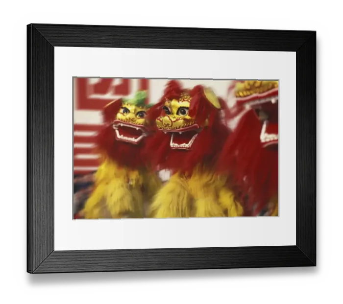 Framed Print : Lion Dance performance celebrating Chinese New Year, China