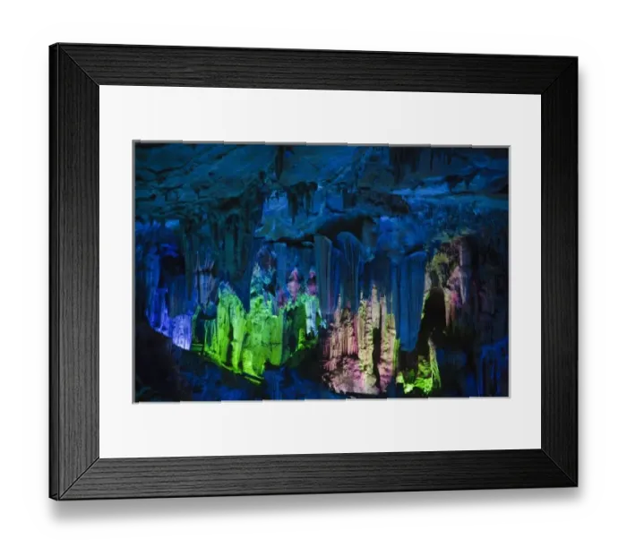Framed Print : Ludi (Reed Flute) Cave, limestone cave formation, near Guilin, Guangxi, China