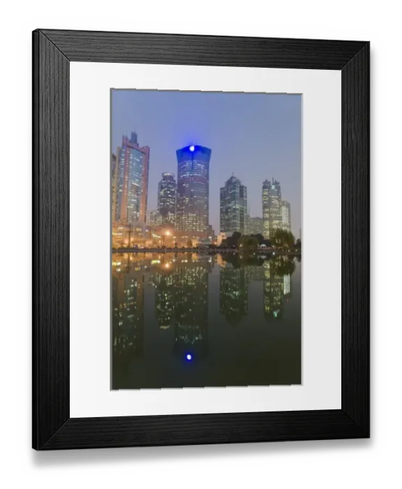 Framed Print : China, Shanghai. Skyline at night Framed Print : China, Shanghai. Skyline at night