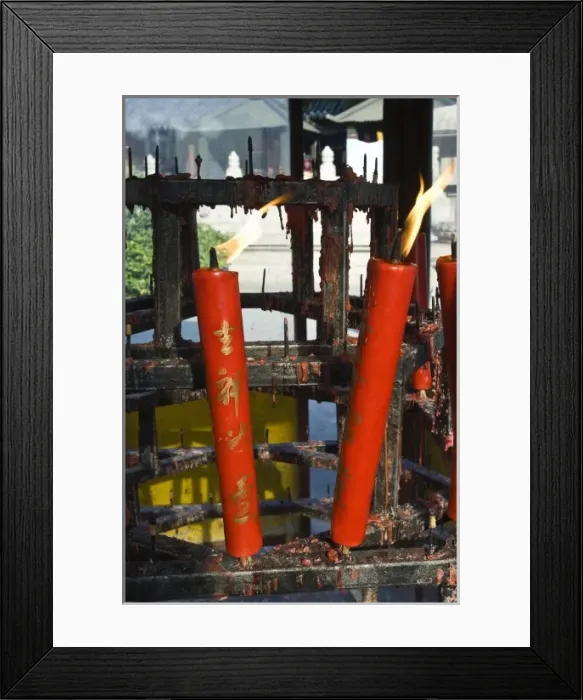 Framed Print : China, Suzhou. Candles at the Temple of Mystery (Xuanmiaoguan)