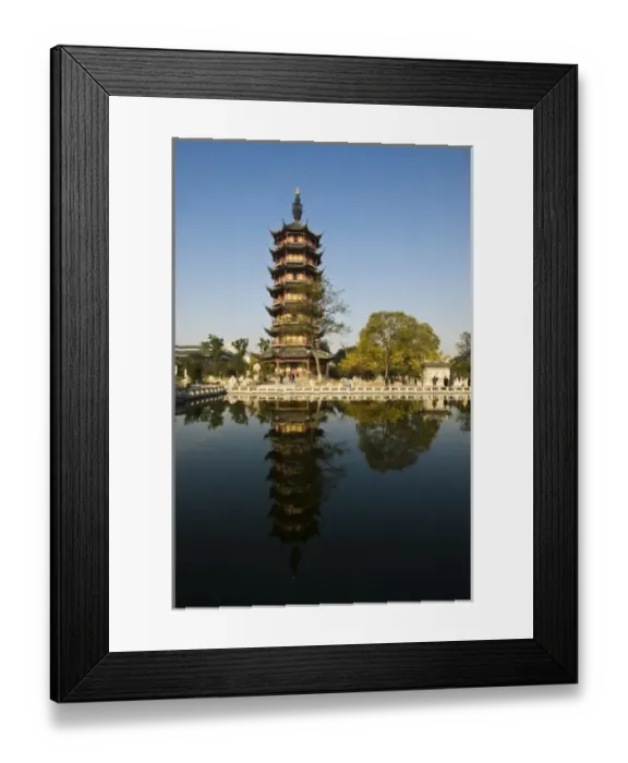 Framed Print : China, Changzhou. Red Plum Park