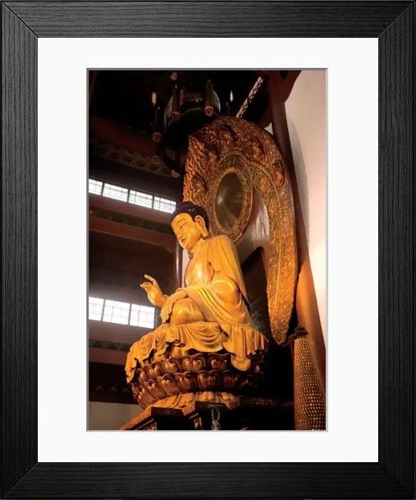 Framed Print : China, Hangzhou, Lingyin Buddhist Temple, Giant golden statue of Buddha