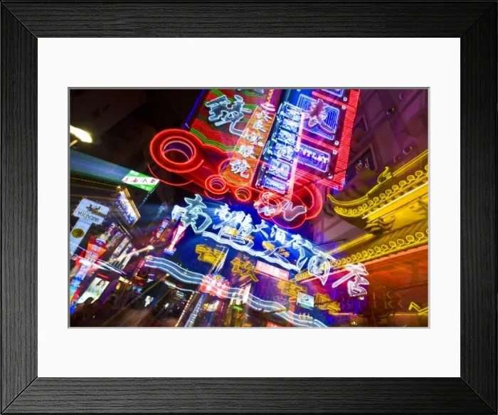 Framed Print : China, Shanghai, Nanjing Road, The neon signs along the shopping and business center at night Framed Print : China, Shanghai, Nanjing Road, The neon signs along the shopping and business center at night