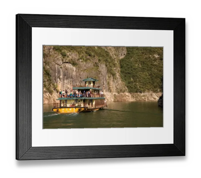 Framed Print : China, Yangtze River, A traditional river boat sails with tourists and locals down the river Framed Print : China, Yangtze River, A traditional river boat sails with tourists and locals down the river