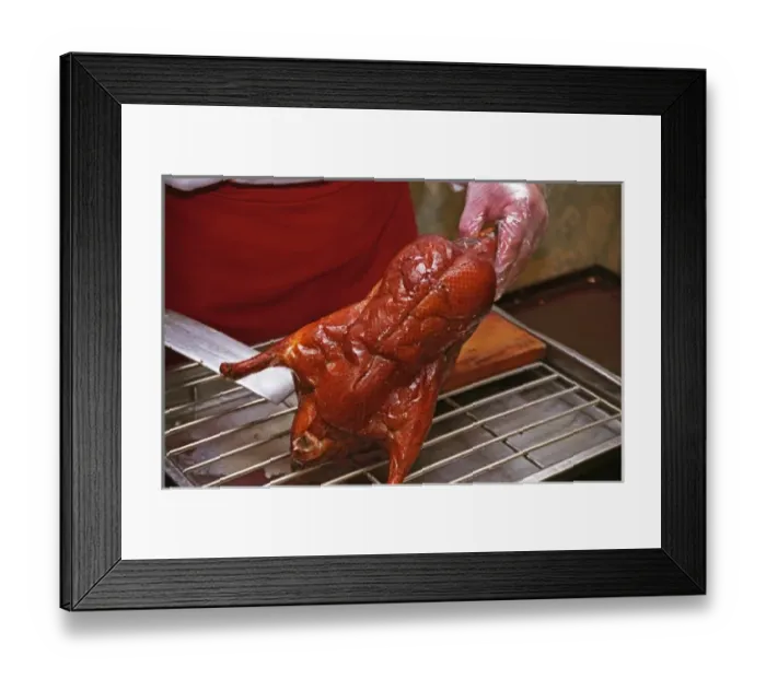 Framed Print : Peking Crispy Duck about to be cut up by the waitor and served Beijing, China, Asia Framed Print : Peking Crispy Duck about to be cut up by the waitor and served Beijing, China, Asia