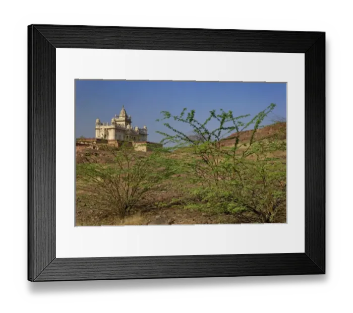 Framed Print : The Jaswant Thada mausoleum and Mehrangarh Fort, Jodhpur, India. It is a white marble Framed Print : The Jaswant Thada mausoleum and Mehrangarh Fort, Jodhpur, India. It is a white marble