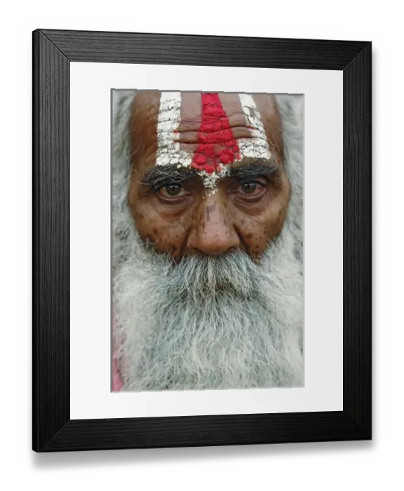 Framed Print : Colorful old man with long beard at train station in Udaipur, India Framed Print : Colorful old man with long beard at train station in Udaipur, India