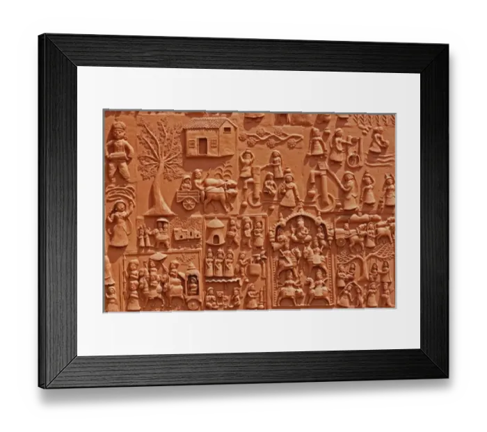 Framed Print : Figures on train station wall, Udaipur, India