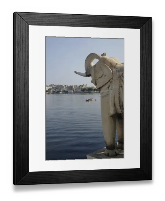 Framed Print : Elephant statue, Jag Mindar Palace, Lake Pichola, Udaipur, India Framed Print : Elephant statue, Jag Mindar Palace, Lake Pichola, Udaipur, India