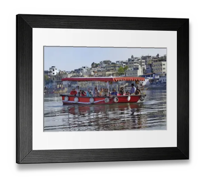 Framed Print : Tour boat on Lake Pichola, Udaipur, India