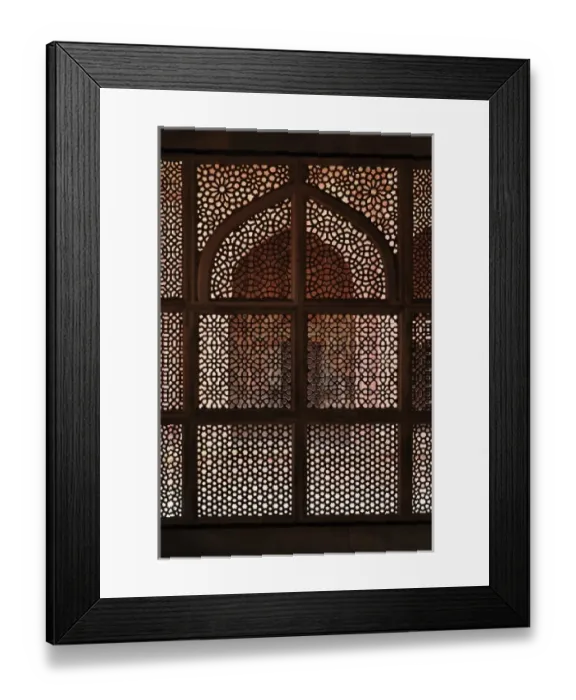 Framed Print : Intricate window details, Dargah Mosque, Fatehpur Sikri, in the state of Uttar Pradesh, India