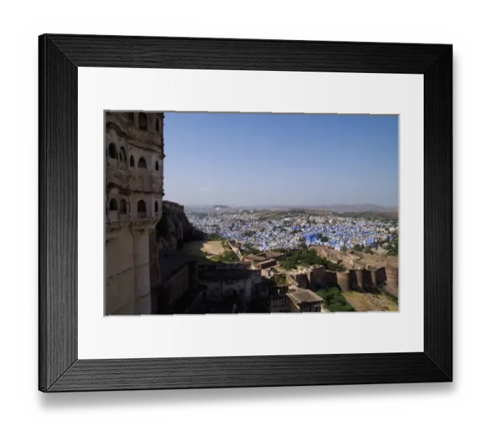 Framed Print : Beautiful BLUE CITY of Jodhpur showing all blue buildings taken from Fort Mehrangarh