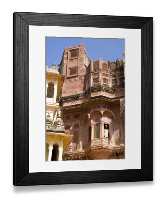 Framed Print : Jodhpur at Fort Mehrangarh in Rajasthan India man in window of Fort Palace in costume Framed Print : Jodhpur at Fort Mehrangarh in Rajasthan India man in window of Fort Palace in costume